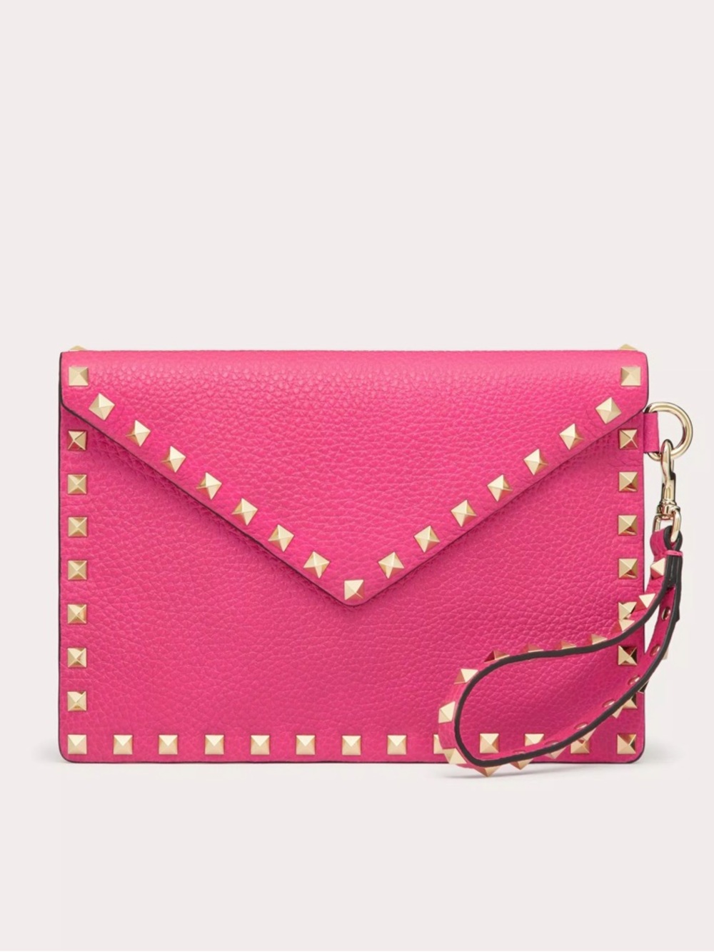 Valentino Pink Leather Rockstud Envelope Wristlet